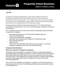 The front cover of the Ministry of Energy and Mines FAQs document for Municipalities updated on July 2025