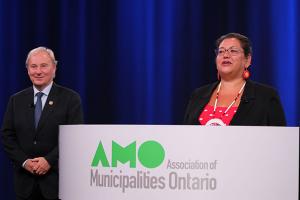 Jamie McGarvey, AMO President and Jennifer Dockstader, OFIFC President 2020-08-19 2