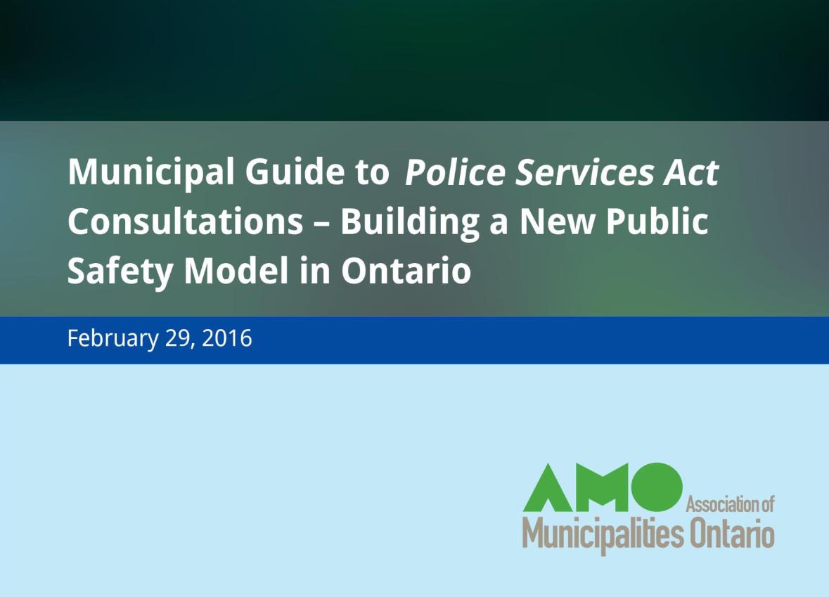 Image of Municipal Guide to Police Service Act Consultations