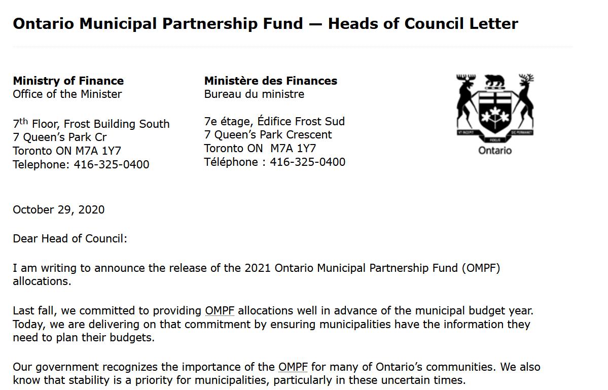 Image of OMPF Letter