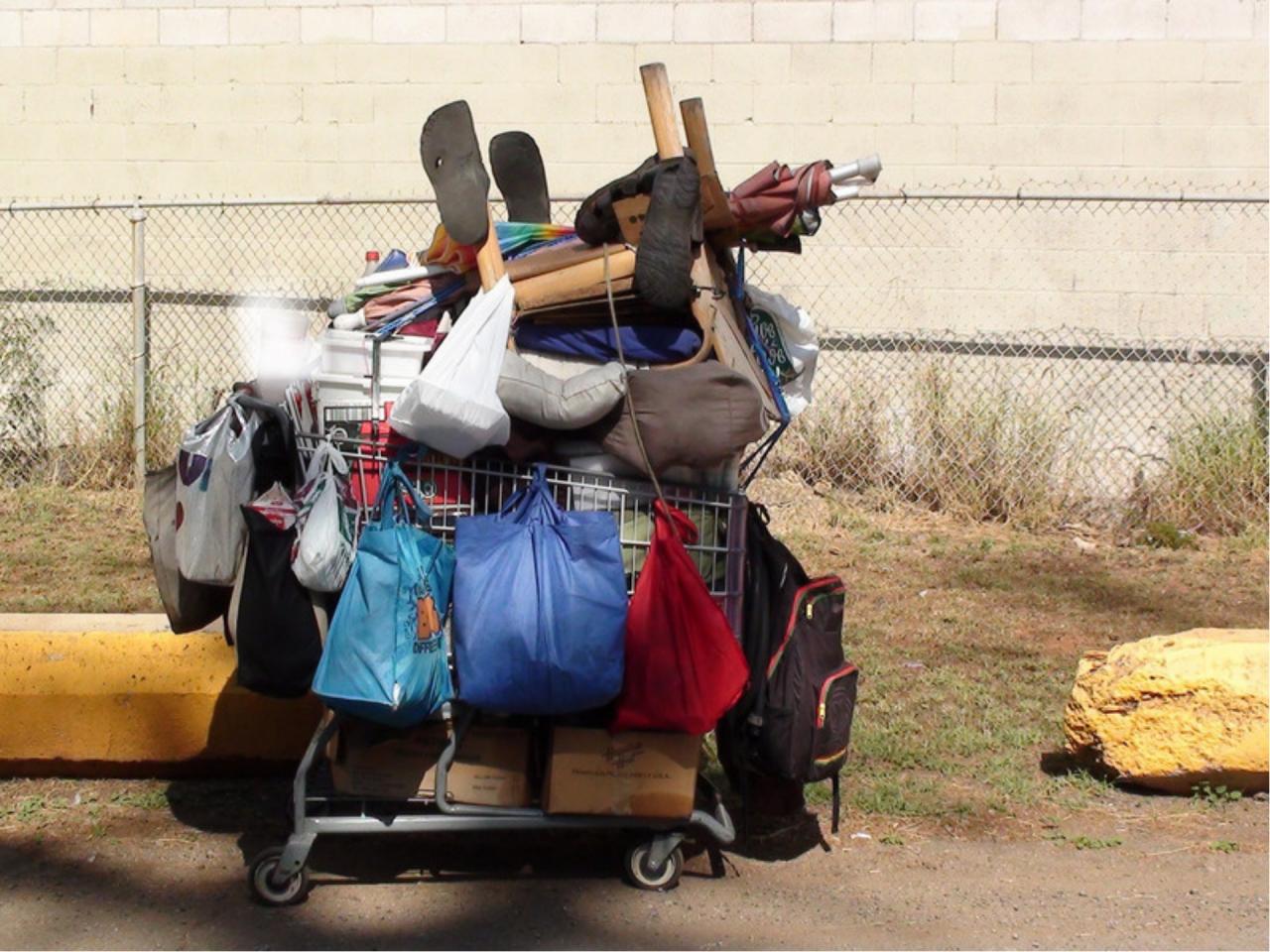 Link to a cart of belongings 