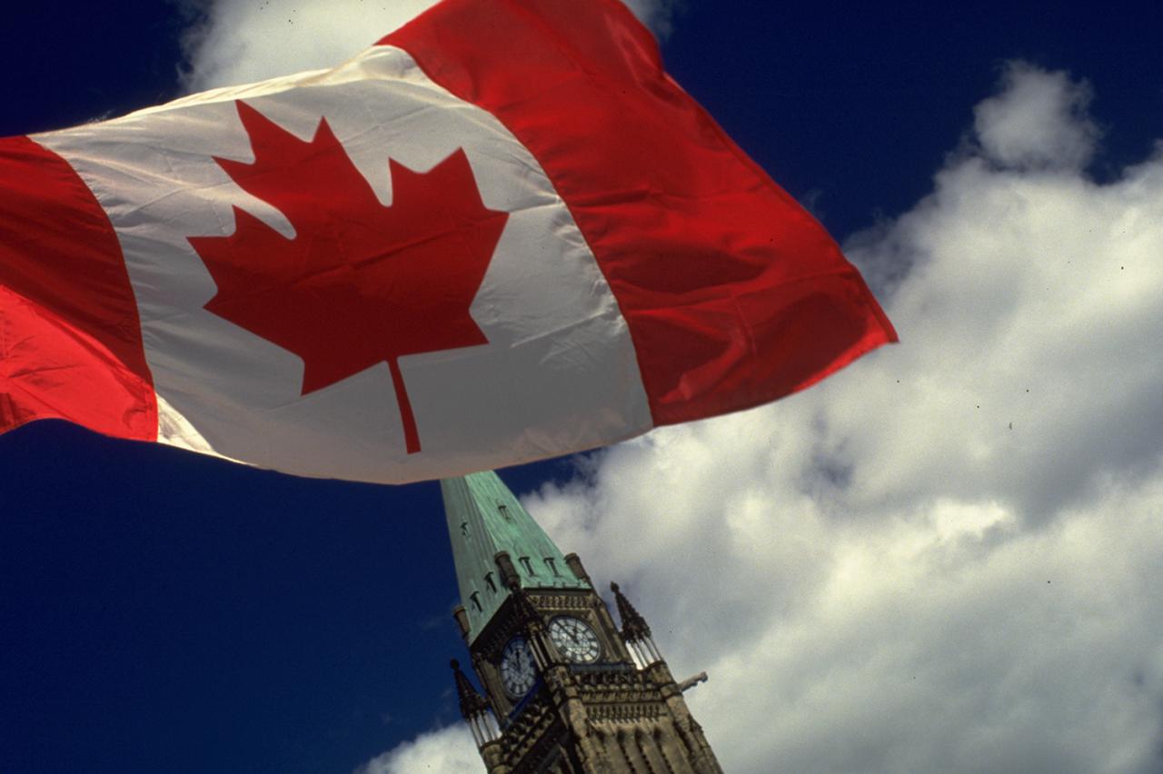 Image of Canadian flag in Ottawa, Ontario.