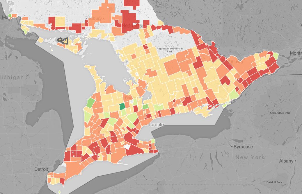 Omage of southern ontario map