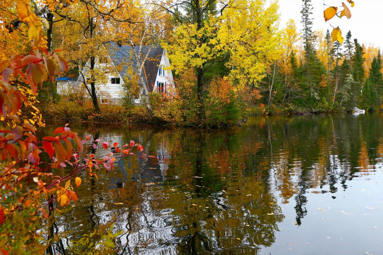 Image of fall cottage on water courtesy of Pixabay