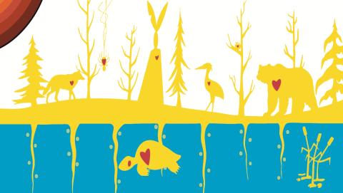 Screenshot of the cover page for AMO's Indigenous Reconciliation Action Plan created by Quentin Commanda